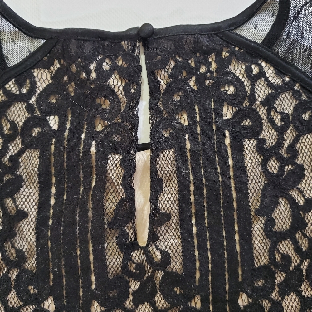 2456 * Express Black Lace Top Blouse Bohemian Hippie Chic Elegant Size S - Picture 6 of 8